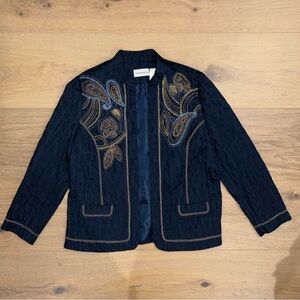 Alfred Dunner Navy Embroidered jacket Size 16